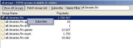 Subscriben op nieuwsgroep